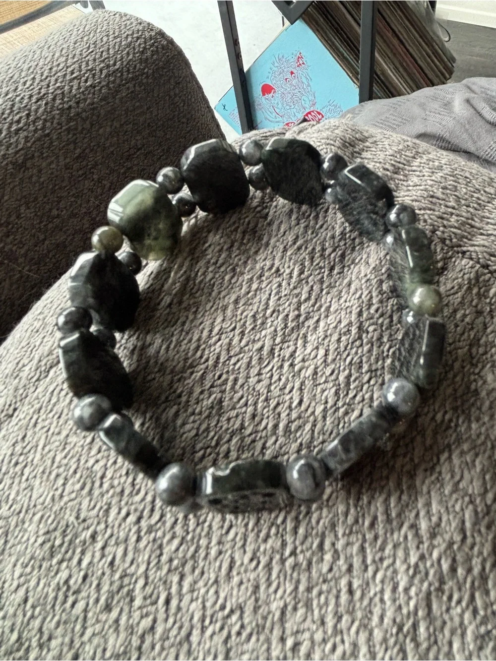 Wuji Jadeite Floral Carved Bead Stretch Bracelet - Women Jewelry